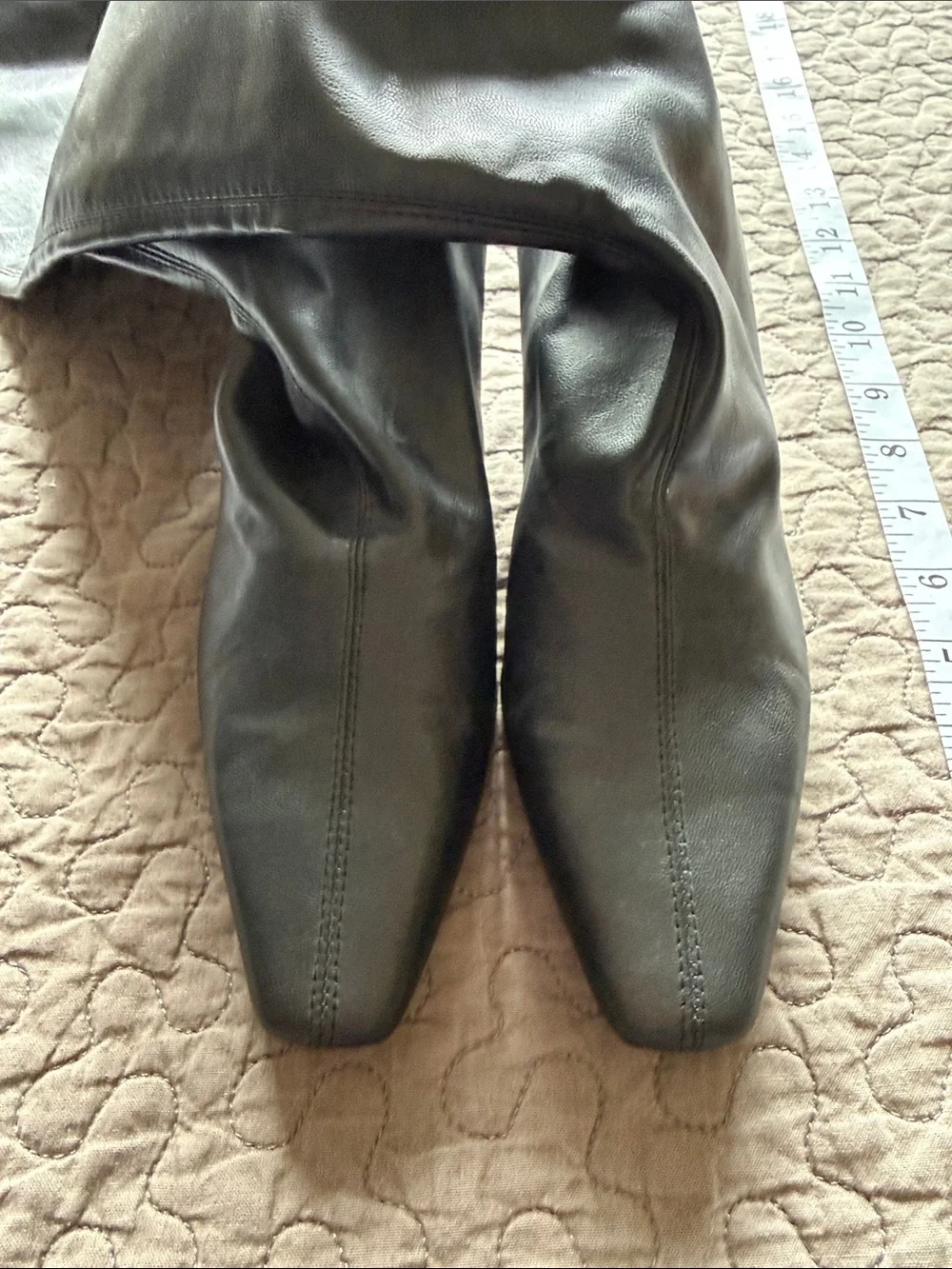 H&M Black Over-the-Knee Pointed Toe Leather Boots